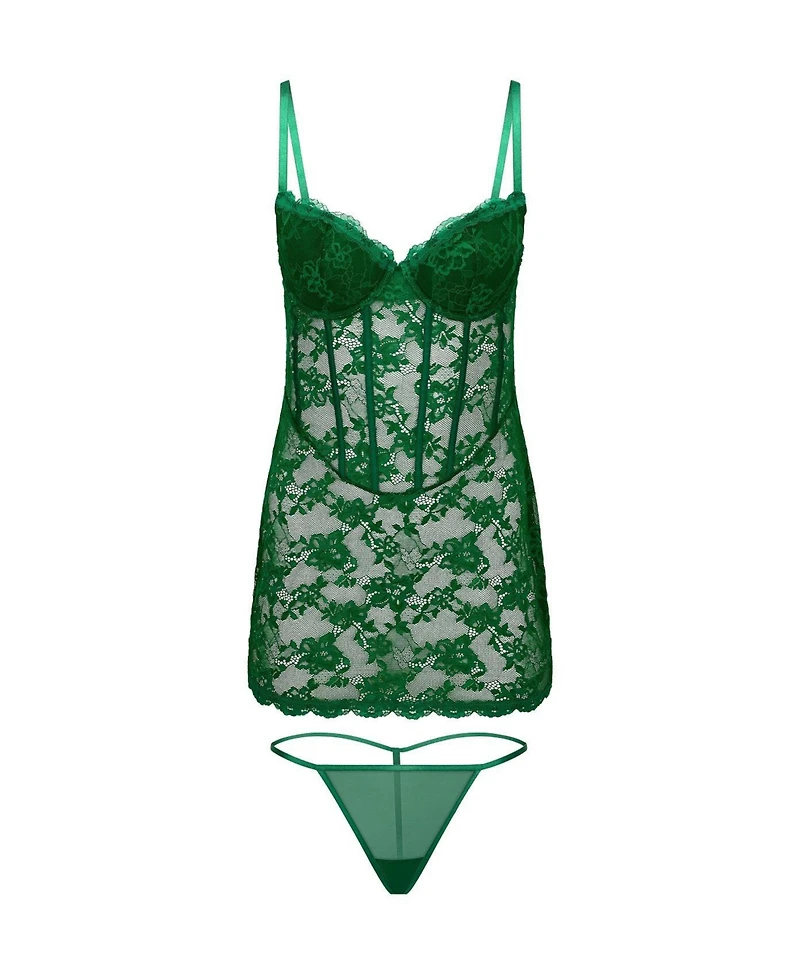 Adore Me Plus Brielle Babydoll & G-String Set Lingerie