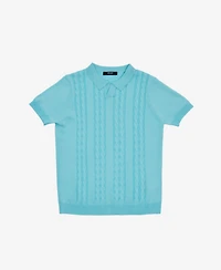 Xray Boys 4-18 Cable Knit Short Sleeve Johnny Collar Sweater Polo