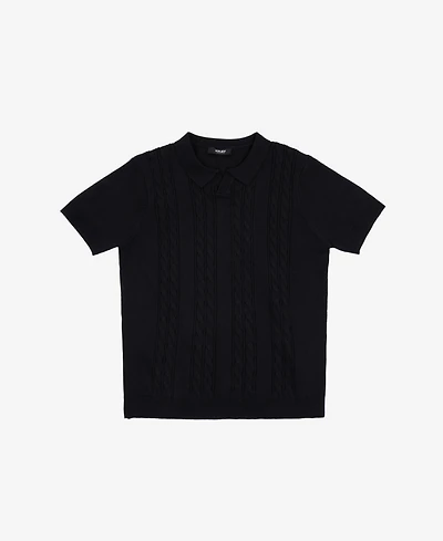 Xray Boys 4-18 Cable Knit Short Sleeve Johnny Collar Sweater Polo