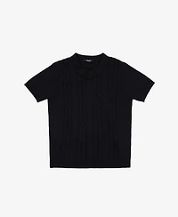 Xray Boys 4-18 Cable Knit Short Sleeve Johnny Collar Sweater Polo