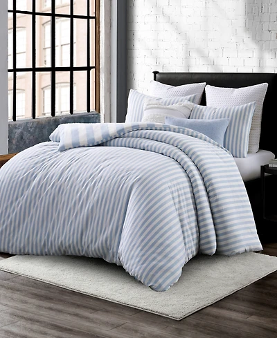 Dkny Reversible Stripe Vintage Washed Cotton 3-Pc. Comforter Set, King