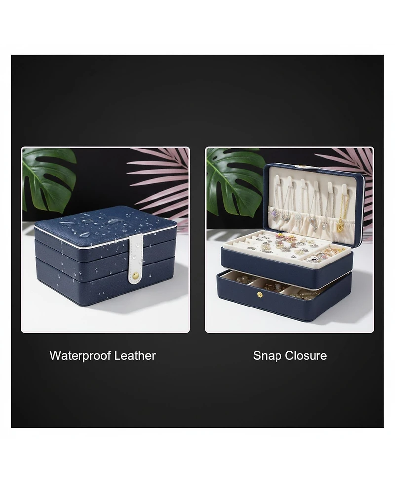 Yigii Double Layers Pu Leather Jewelry Travel Organizer Case for Women Gift