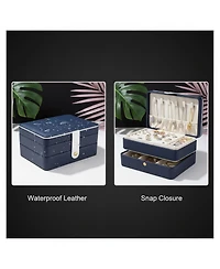 Yigii Double Layers Pu Leather Jewelry Travel Organizer Case for Women Gift