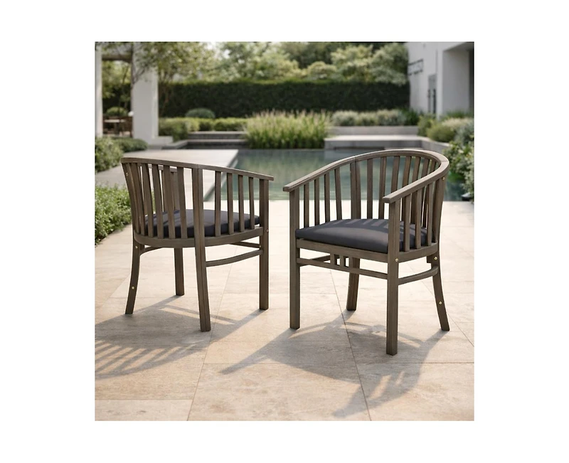 sumyeg Outdoor Wooden Dining Chairs With Cushions(Set of 2)