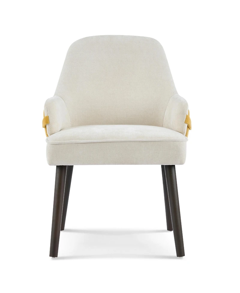 Rainsken Indoor Dining Chair Set of 2, Two-Tone Fabric Armchair with Sturdy Frame and Curved Backrest for Dining Room, Living Area