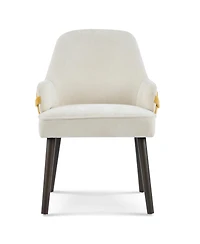 Rainsken Indoor Dining Chair Set of 2, Two-Tone Fabric Armchair with Sturdy Frame and Curved Backrest for Dining Room, Living Area