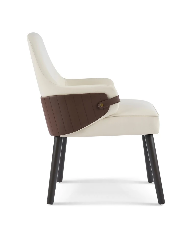 Rainsken Two-Tone Fabric Dining Chair Set of 2, Sturdy Indoor Armchair with Curved Back for Dining and Living Spaces