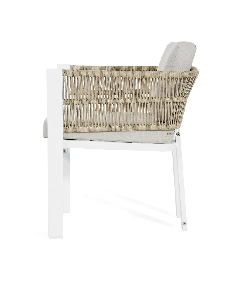 Rainsken All-Weather Outdoor Dining Chair Set of 2 with Aluminum Frame and Cushion, for Backyard and Garden Seating