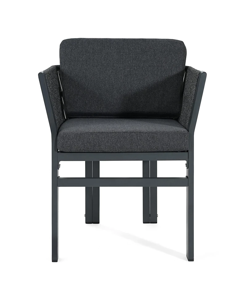 Rainsken 2-Piece All-Weather Patio Dining Chairs, Sturdy Aluminum Frame and Comfort Cushion, for Garden and Deck