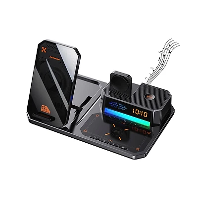 Artudatech 6-in-1 Wireless Charging Station with Bluetooth Speaker and Night Light – 15W Fast Charging