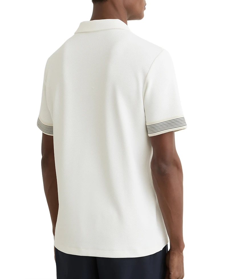 Reiss Men's Sleeve-Trim Half-Zip Polo Shirt