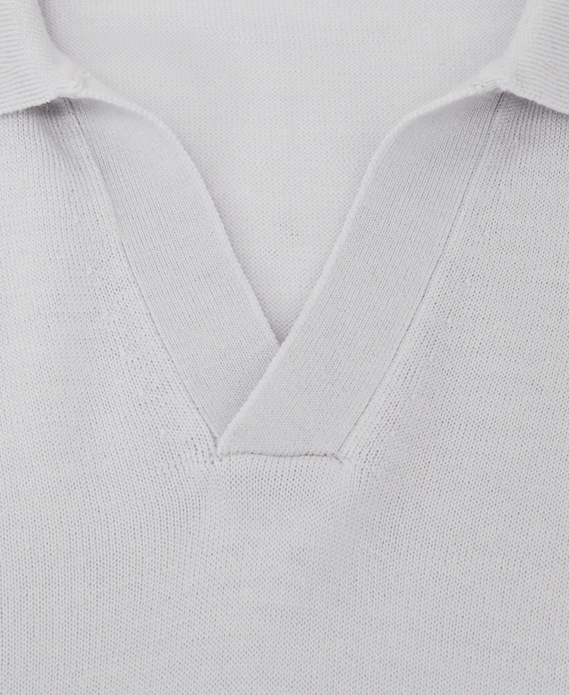 Reiss Men's Merino Wool Open-Collar Polo Shirt