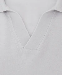 Reiss Men's Merino Wool Open-Collar Polo Shirt