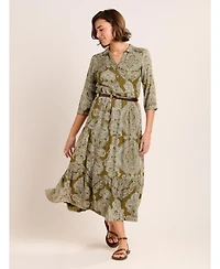 Brakeburn Women's Chara Tiered Maxi Shirt Dress