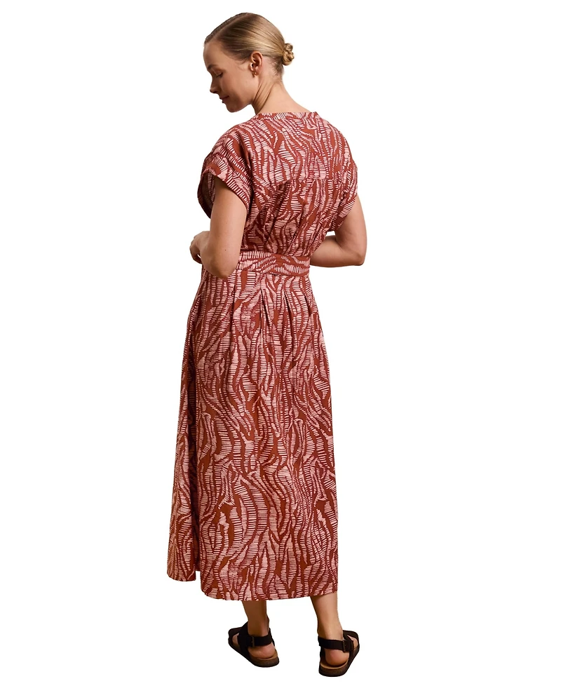 Celtic & Co. Women's Tie Waist Relaxed V-Neck Midi Dress