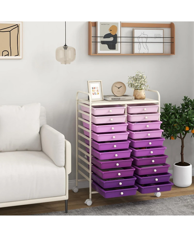 Gouun 20-Drawer Rolling Studio Organizer Cart with Transparent Drawers