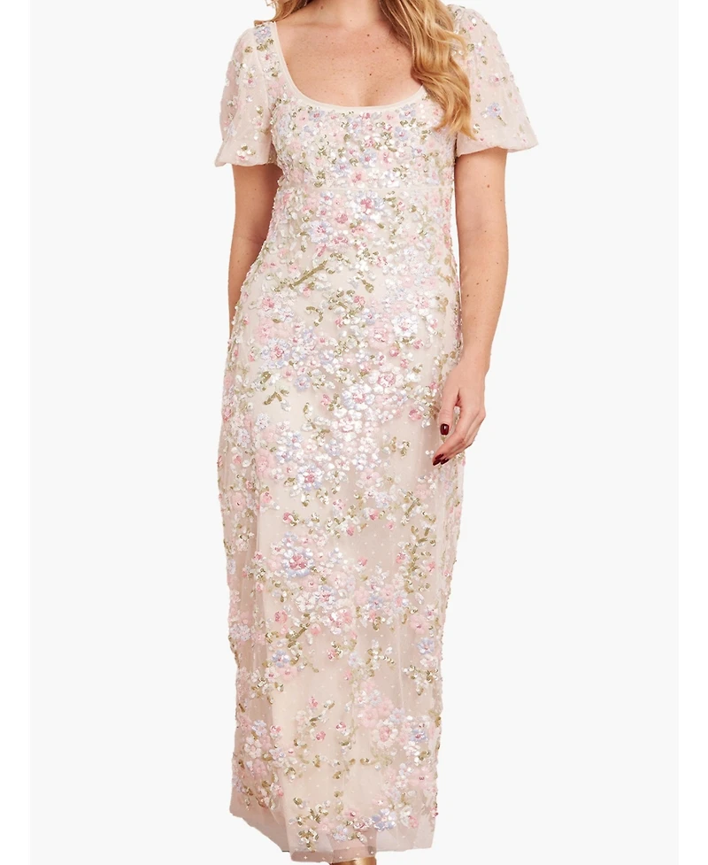 Needle & Thread Women's Dream Garland Puff Sleeve Ankle Gown