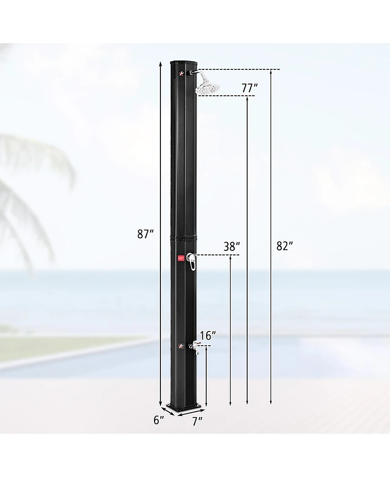 Gouun Adjustable Outdoor Solar Heating Shower Head, Portable Poolside Rinse Station