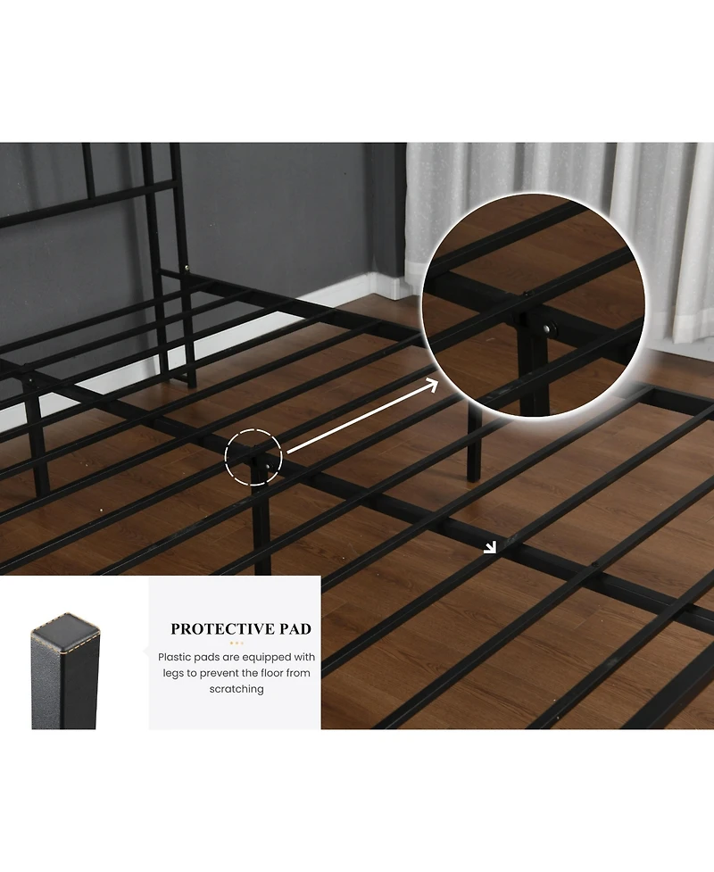 Lucky One 14 Inch Twin Bed Frame with Storage Headboard, Metal Platform Bed Frame with Usb-c