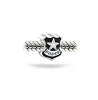 Bling Jewelry Serve Protect Officer Shield Badge Charm Bead .925 Sterling Silver For Bracelet