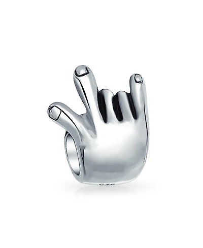 Bling Jewelry I Love You Hand Sign Symbol Charm Bead .925 Sterling Silver for Bracelet