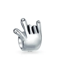 Bling Jewelry I Love You Hand Sign Symbol Charm Bead .925 Sterling Silver for Bracelet