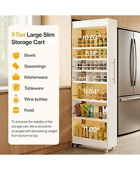 Tribesigns 73" Tall Slim Storage Cart on Wheels, 7-Tier Narrow Pantry Cabinet, Rolling Skinny Spice Rack Organizer Next to Fridge