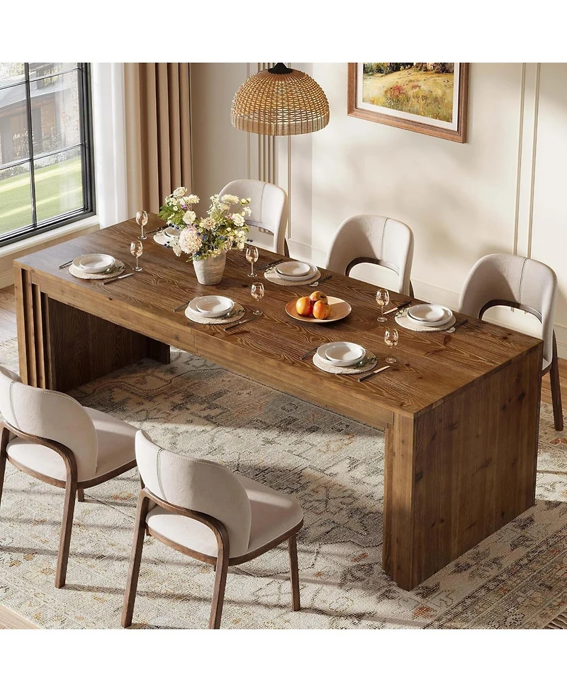 Tribesigns Solid Wood Dining Table for 6-10, 79" Extra Rectangular Kitchen Table, Farmhouse Dinner Table