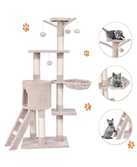 Cozito Cat Tree 56 in Tall with Condo Scratching Posts Ladder