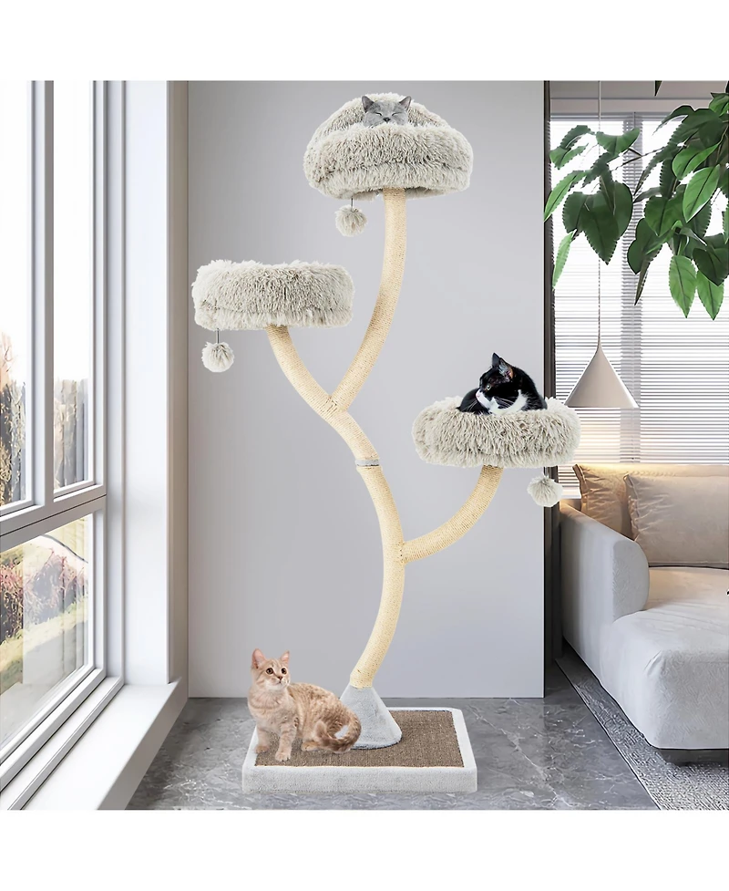 Cozito Cat Tree 70 in 4-Layer Tower with 3 Perches Dangling Balls