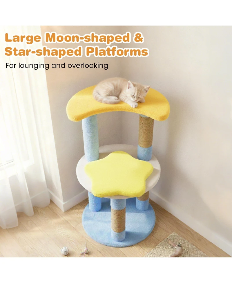 Cozito Cat Tree 29 in Cute with Star and Moon Platforms