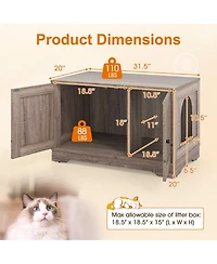 Cozito Cat Litter Box Enclosure 31.5 in Wooden End Side Table