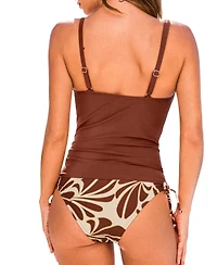 Cupshe Women's Escaping Ruched Tankini Top & Floral High-Waisted Bottoms Set