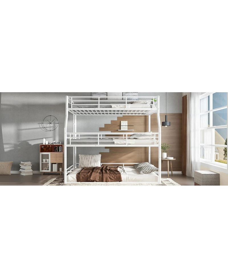 Streamdale Furniture Metal Triple Bunk Bed With Rails