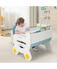 Gouun Kids Drawing Table and Chair Set with Erasable Graffiti Desktop and Built-In Storage