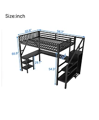 Streamdale Furniture Full Loft Bed Wardrobe