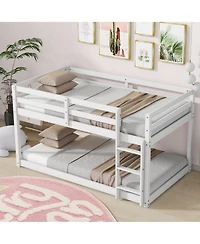 Lucky One Solid Wooden, Solid Rubber Wooden Bunk Bed with Ladder