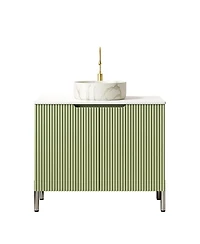 Sillysis Modern Bathroom Vanity with Vessel Sink, Soft Close Doors, Scandinavian Storage Cabinet
