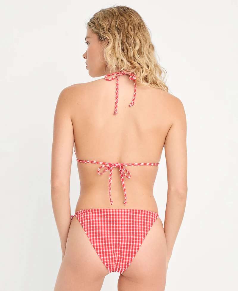 Good American Women's Nylon-Blend Gingham String Swim Bikini Top, Created for Macy's