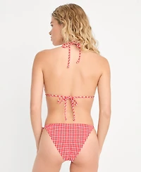 Good American Women's Nylon-Blend Gingham String Swim Bikini Top, Created for Macy's
