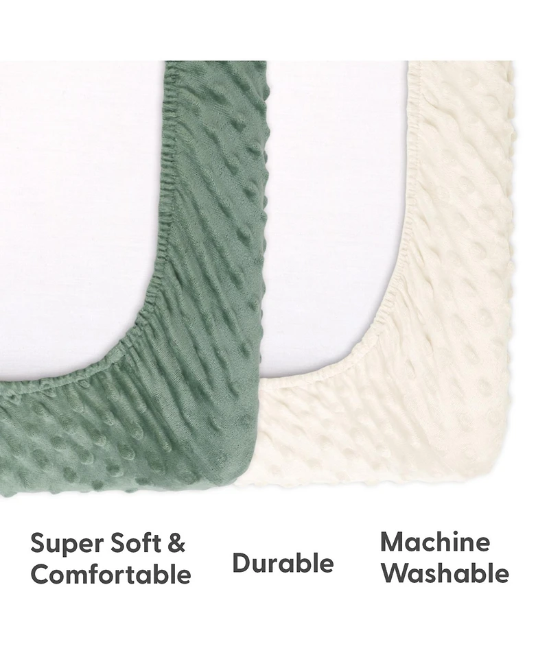 The Peanutshell Minky Dot Sage Ultra Soft Baby Mat Cover for Boys and Girls, 2 Pack