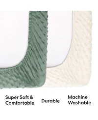 The Peanutshell Minky Dot Sage Ultra Soft Baby Mat Cover for Boys and Girls, 2 Pack