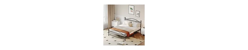 Homfan Sturdy Metal Platform Bed Frame with Headboard