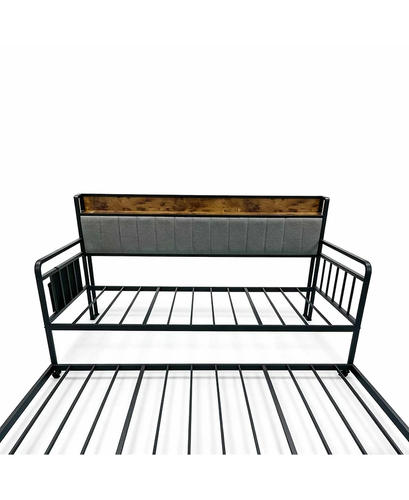 Homfan Metal Daybed with Trundle Bed
