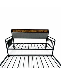 Homfan Metal Daybed with Trundle Bed
