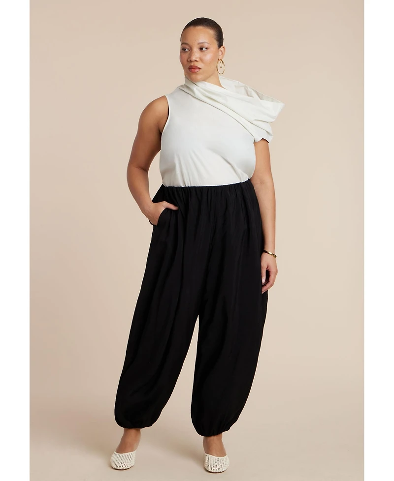 Eloquii Women's Draped Neck Sleeveless Top