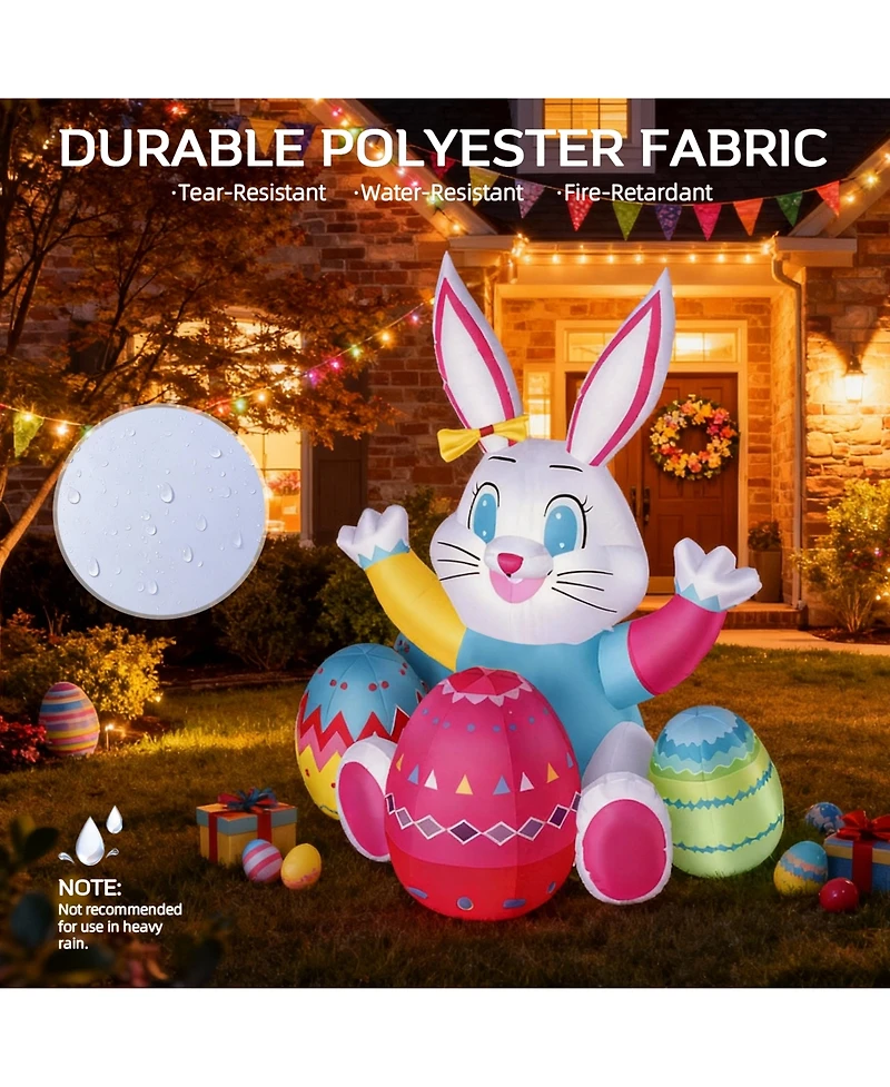 Sugift 4ft Inflatable Easter Bunny with Led Lights Easter Eggs Outdoor Lawn Yard Decoration