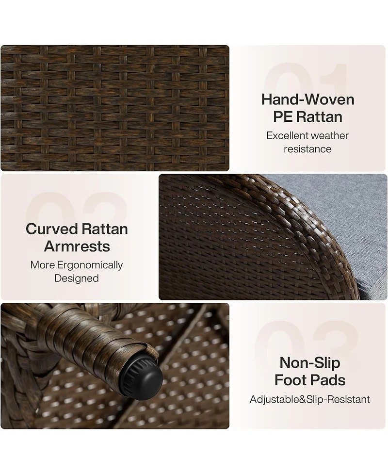 Tribesigns Outdoor Wicker Swivel Chair, Patio Rattan Rocking Chair with Cushions, 360 Degree Swivel Patio Chair