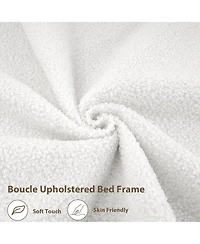 Homfan Upholstered Bed Frame with Storage Headboard, Led Lights