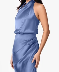 Betsy & Adam Women's Long Charm Halter Neck Dress